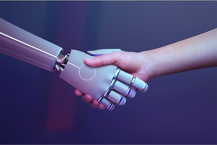 AI and Human shaking hand