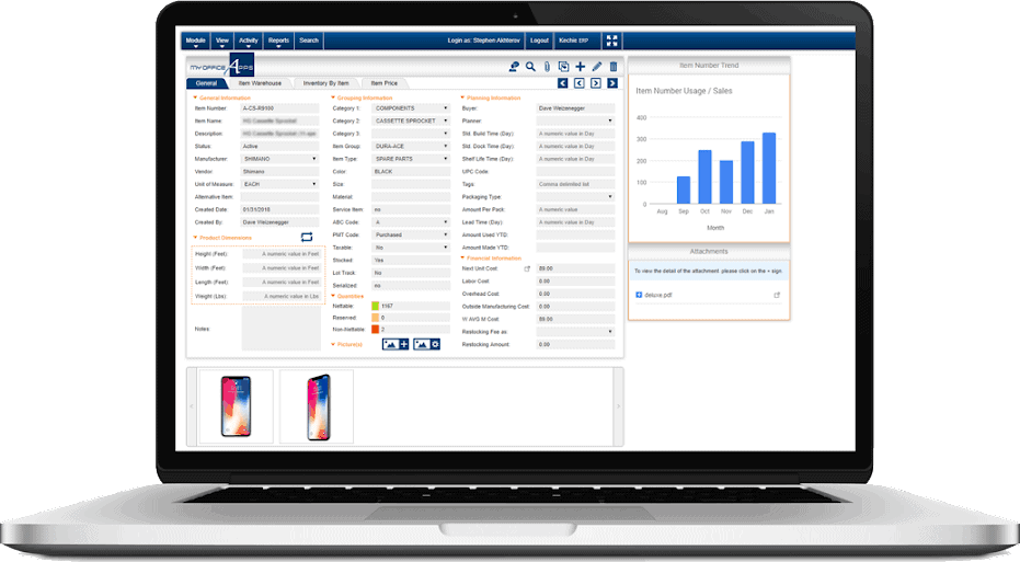 kechie erp dashboard view item details