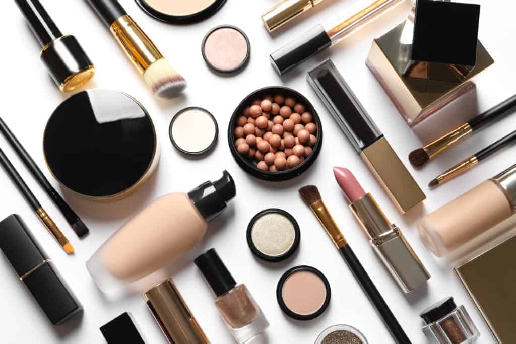 Makeup Products on a White Background