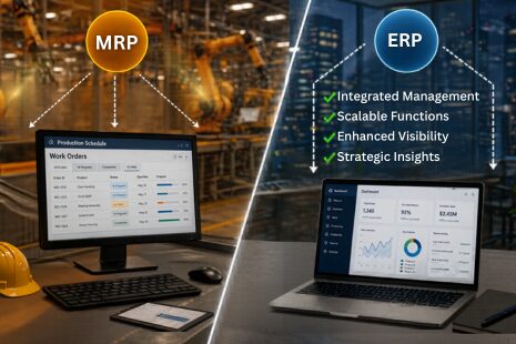 ERP vs MRP features side by side